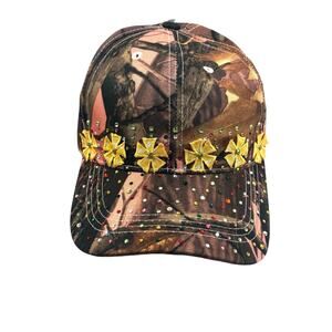Handmade Hip Hop style Glittery Pink Camo Ladies Bling Baseball Cap Hat